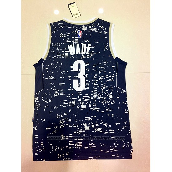 Maglia Luci Della Citta Miami Heat Dwyane Wade #3 Nero